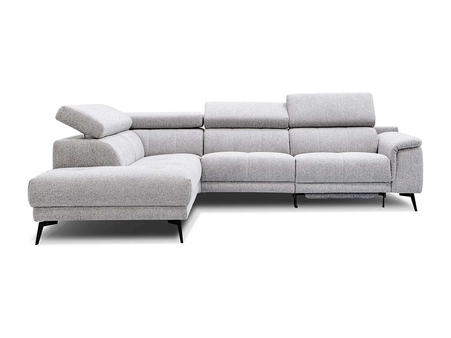 FIERO Ecksofa 5-Sitzer mit 1 Relaxfunktion und verstellbare Kopfstützen, creme