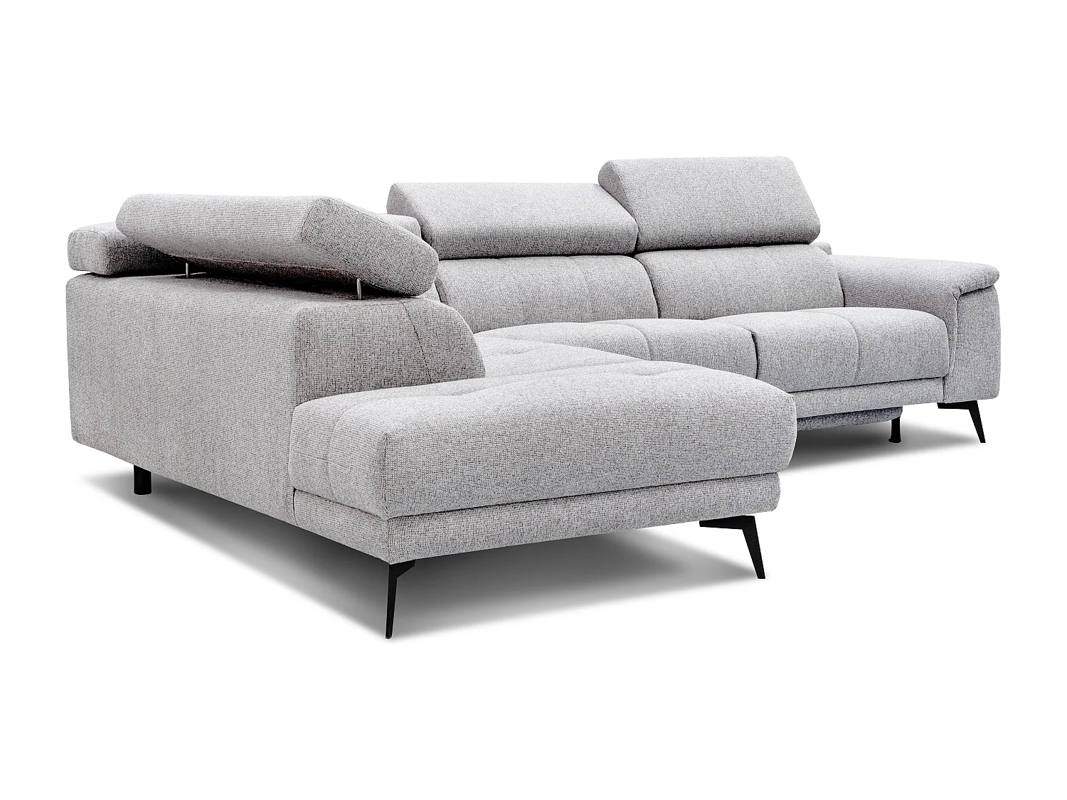 FIERO Ecksofa 5-Sitzer mit 1 Relaxfunktion und verstellbare Kopfstützen, creme