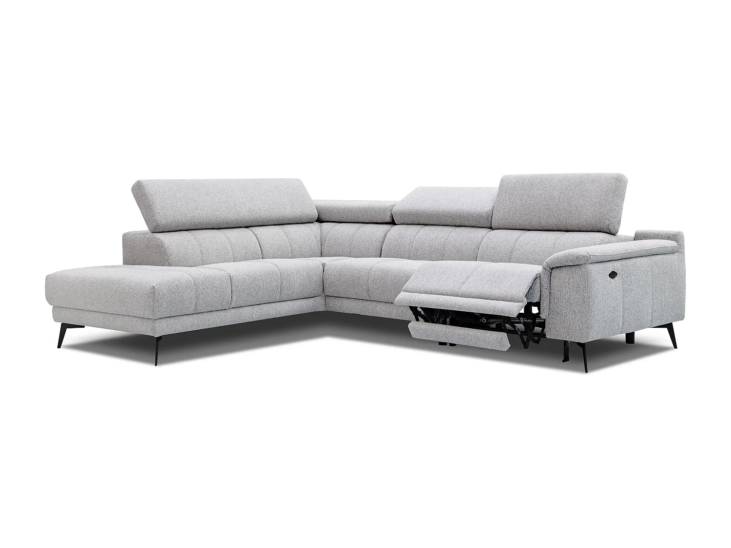 FIERO Ecksofa 5-Sitzer mit 1 Relaxfunktion und verstellbare Kopfstützen, creme