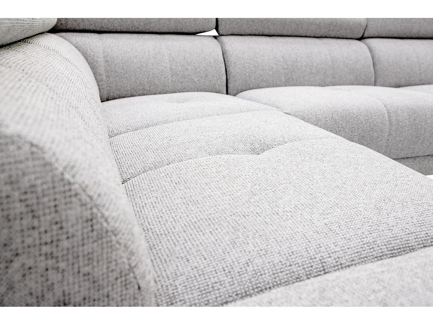 FIERO Ecksofa 5-Sitzer mit 1 Relaxfunktion und verstellbare Kopfstützen, creme