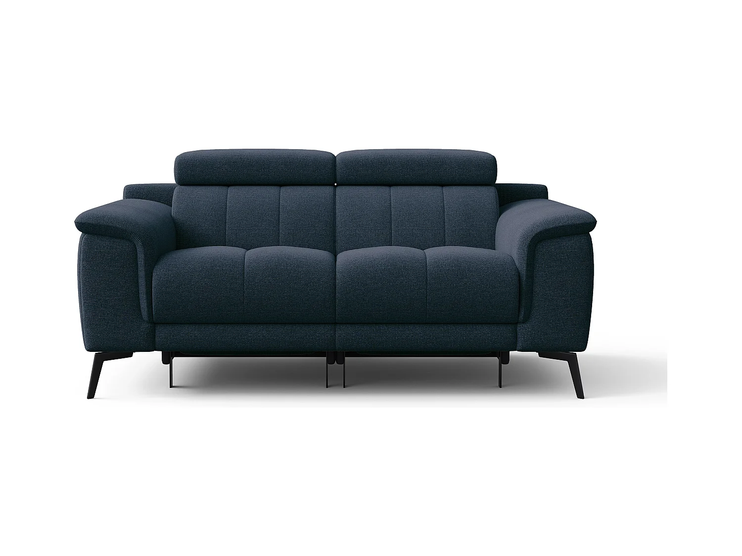 Canapé droit avec 2 relax électriques tissu bleu marine - FIERO