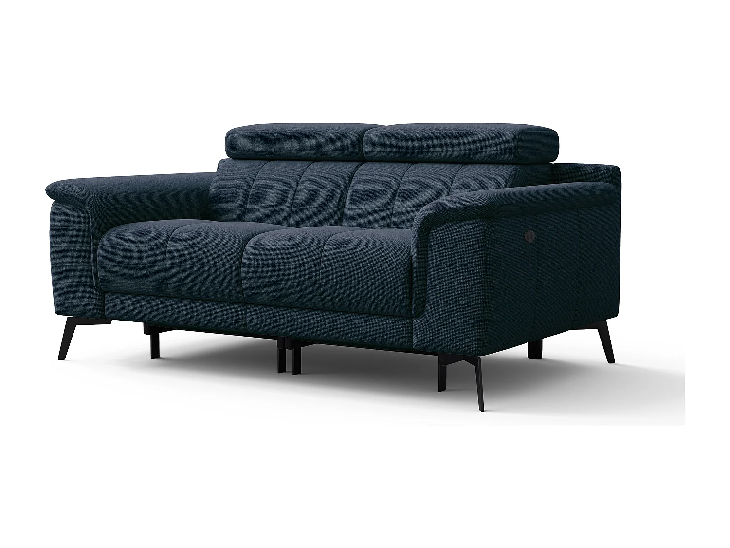 Canapé droit avec 2 relax électriques tissu bleu marine - FIERO