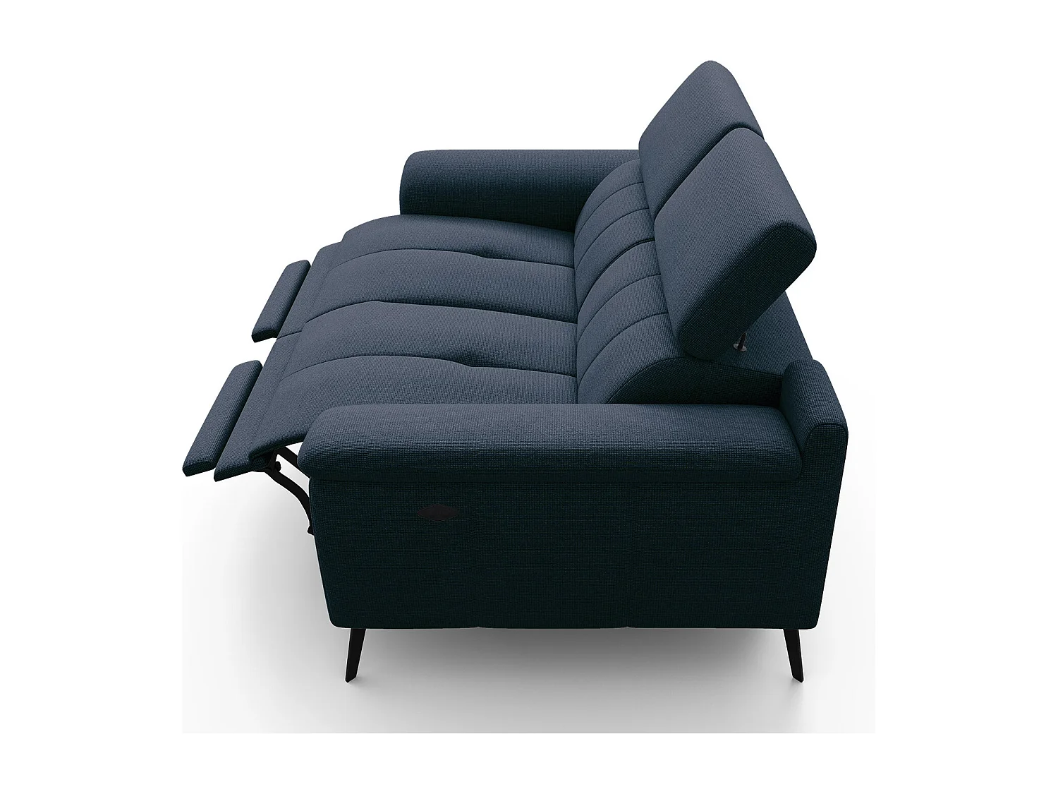 Canapé droit avec 2 relax électriques tissu bleu marine - FIERO