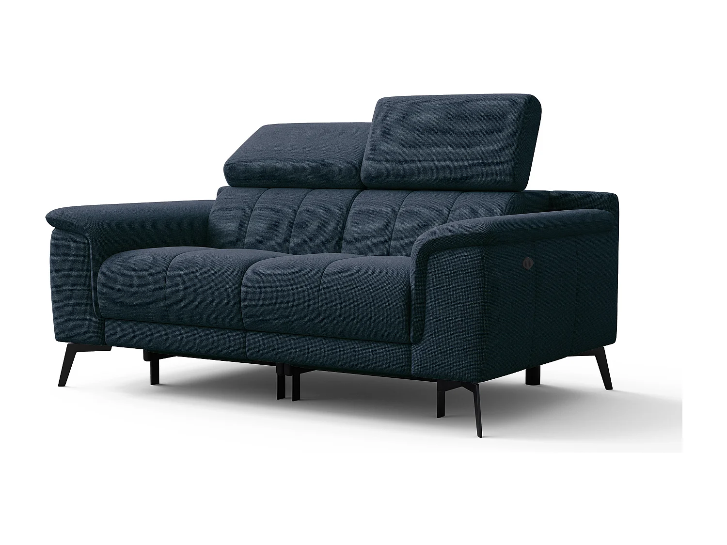 FIERO Sofa 2-Sitzer mit 2 Relaxfunktionen und verstellbare Kopfstützen, marineblau