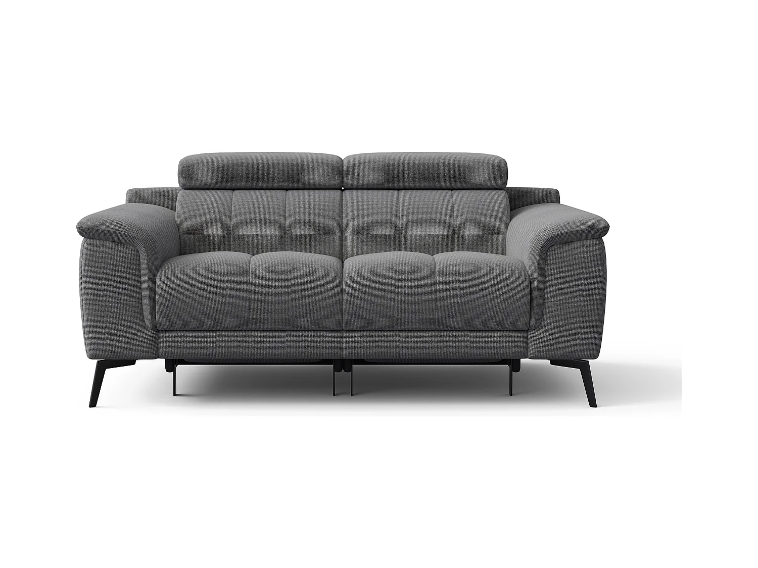Canapé droit avec 2 relax électriques tissu gris - FIERO