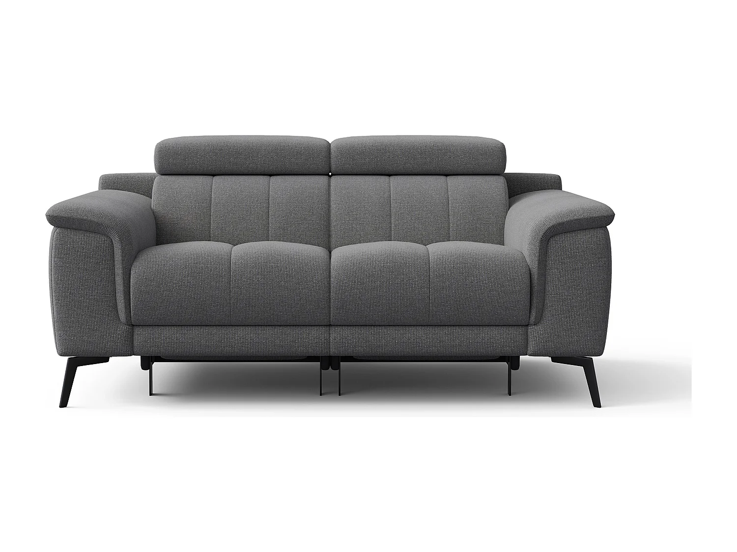 FIERO Sofa 2-Sitzer mit 2 Relaxfunktionen und verstellbare Kopfstützen, grau