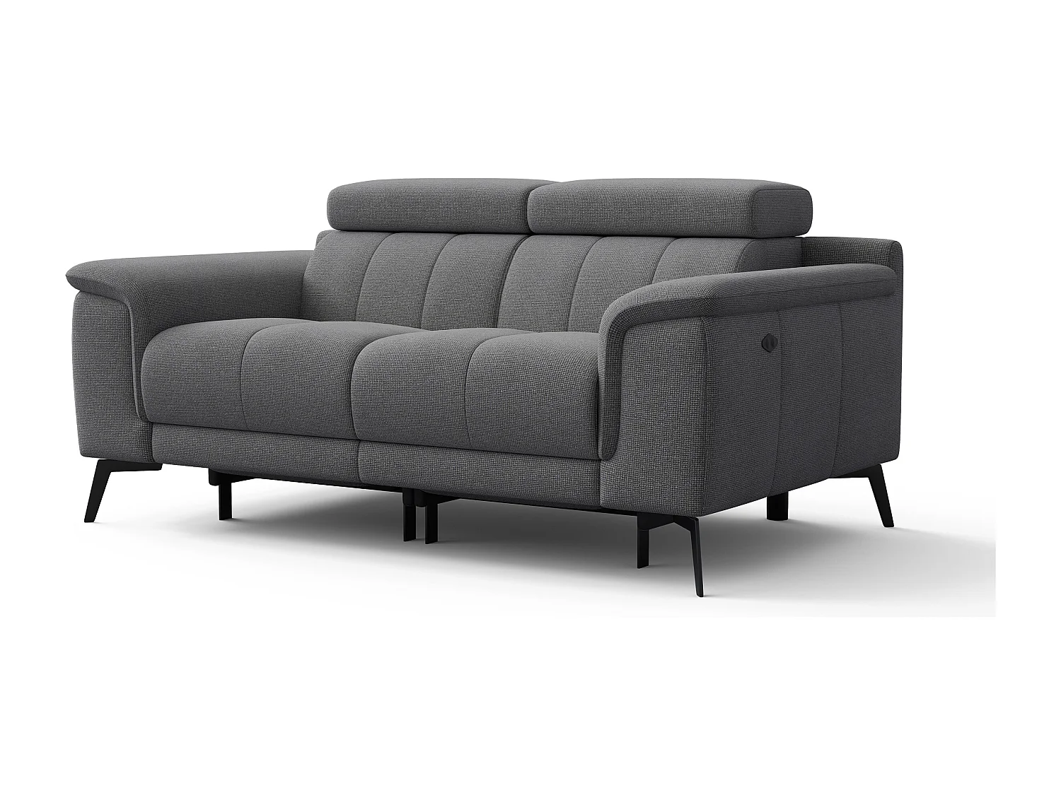 FIERO Sofa 2-Sitzer mit 2 Relaxfunktionen und verstellbare Kopfstützen, grau