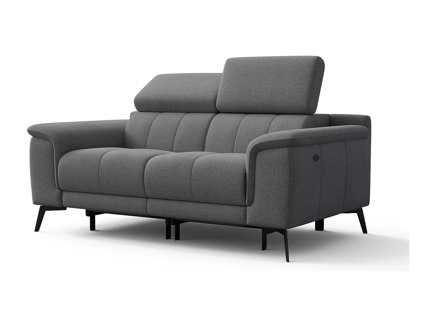 FIERO Sofa 2-Sitzer mit 2 Relaxfunktionen und verstellbare Kopfstützen, grau
