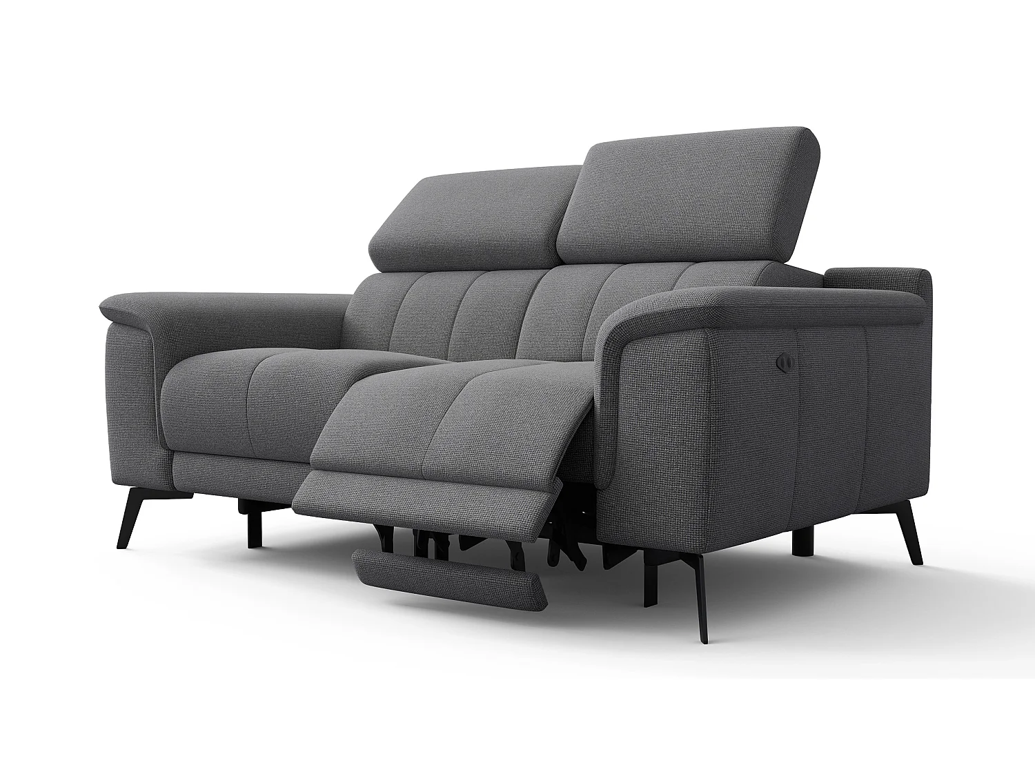 FIERO Sofa 2-Sitzer mit 2 Relaxfunktionen und verstellbare Kopfstützen, grau