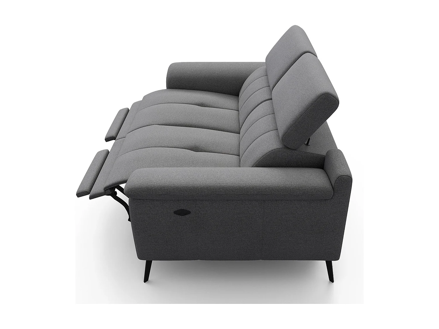 FIERO Sofa 2-Sitzer mit 2 Relaxfunktionen und verstellbare Kopfstützen, grau