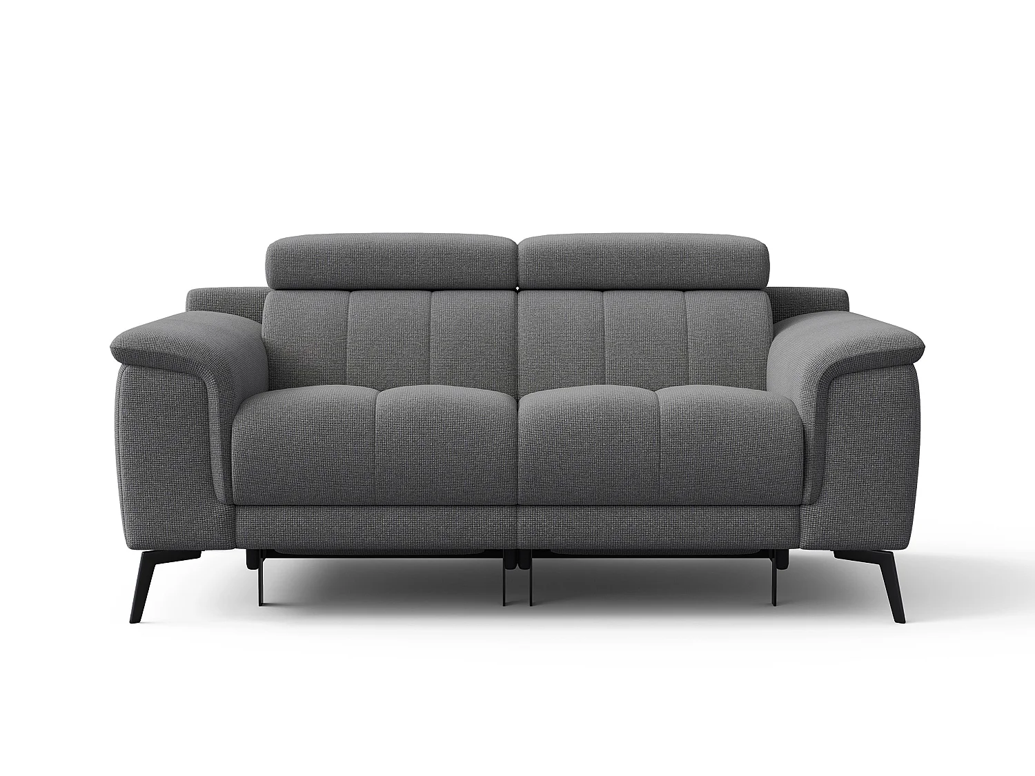 FIERO Sofa 2-Sitzer mit 2 Relaxfunktionen und verstellbare Kopfstützen, grau