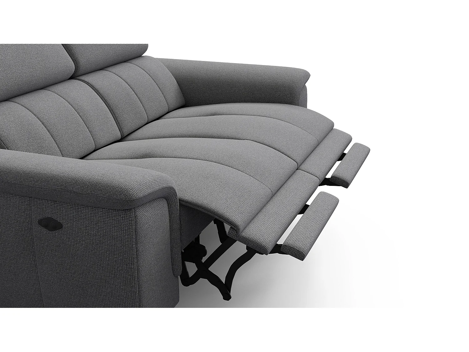 FIERO Sofa 2-Sitzer mit 2 Relaxfunktionen und verstellbare Kopfstützen, grau