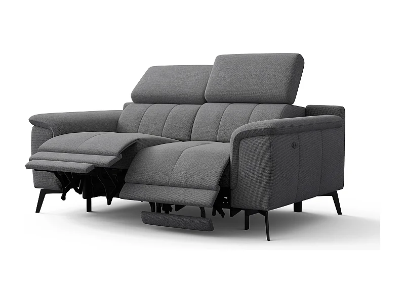 Canapé droit avec 2 relax électriques tissu gris - FIERO