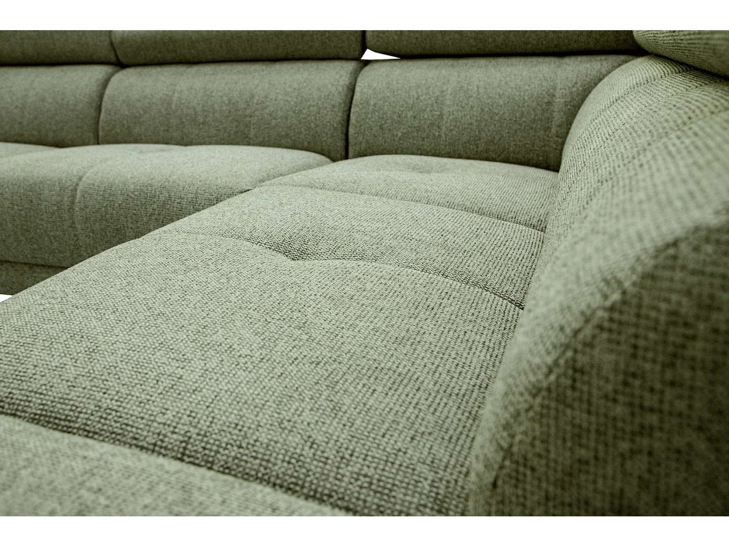 Canapé d'angle 5 places avec un relax électrique tissu vert olive - FIERO