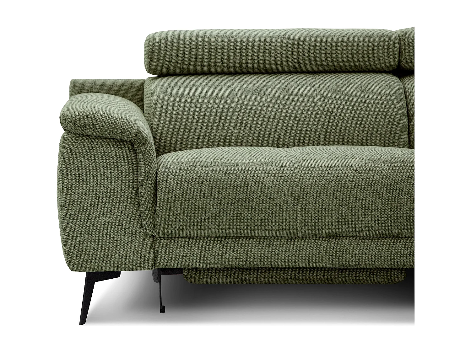 Canapé d'angle 5 places avec un relax électrique tissu vert olive - FIERO