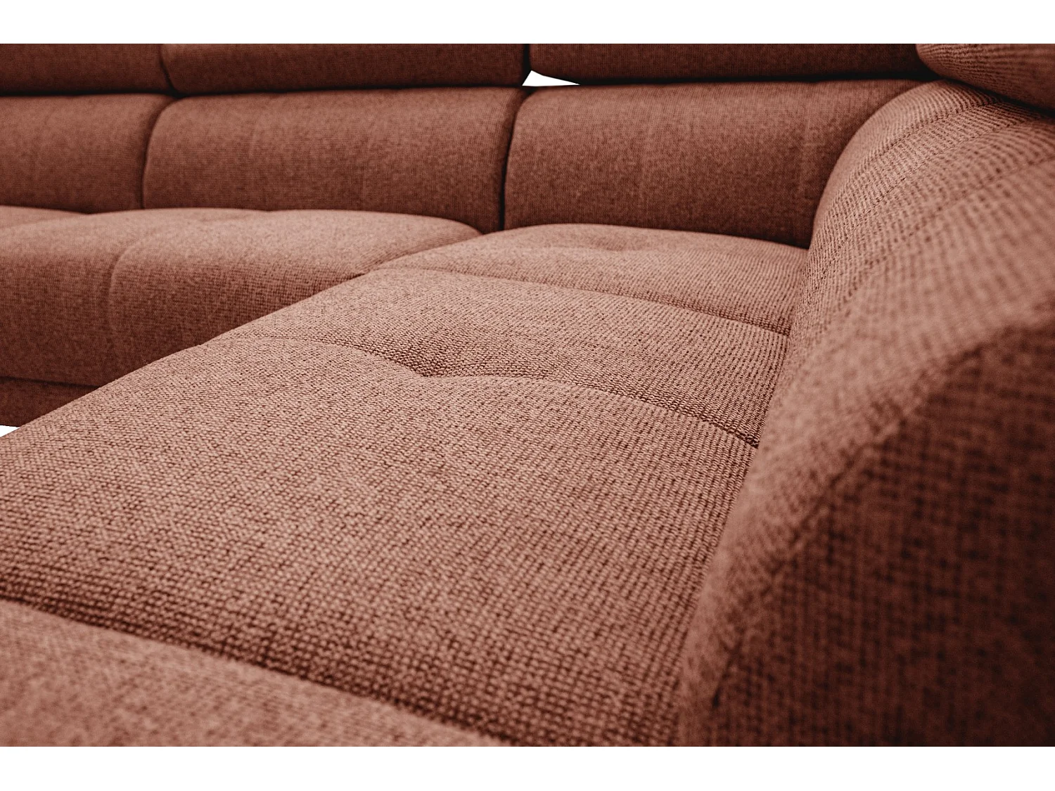 FIERO Ecksofa 5-Sitzer rechts mit 1 Relaxfunktion und verstellbare Kopfstützen, dunkelorange