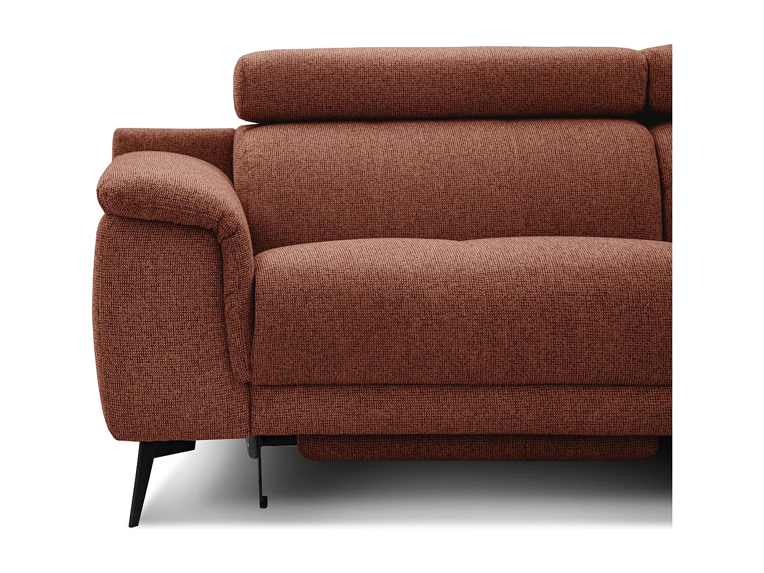 FIERO Ecksofa 5-Sitzer rechts mit 1 Relaxfunktion und verstellbare Kopfstützen, dunkelorange