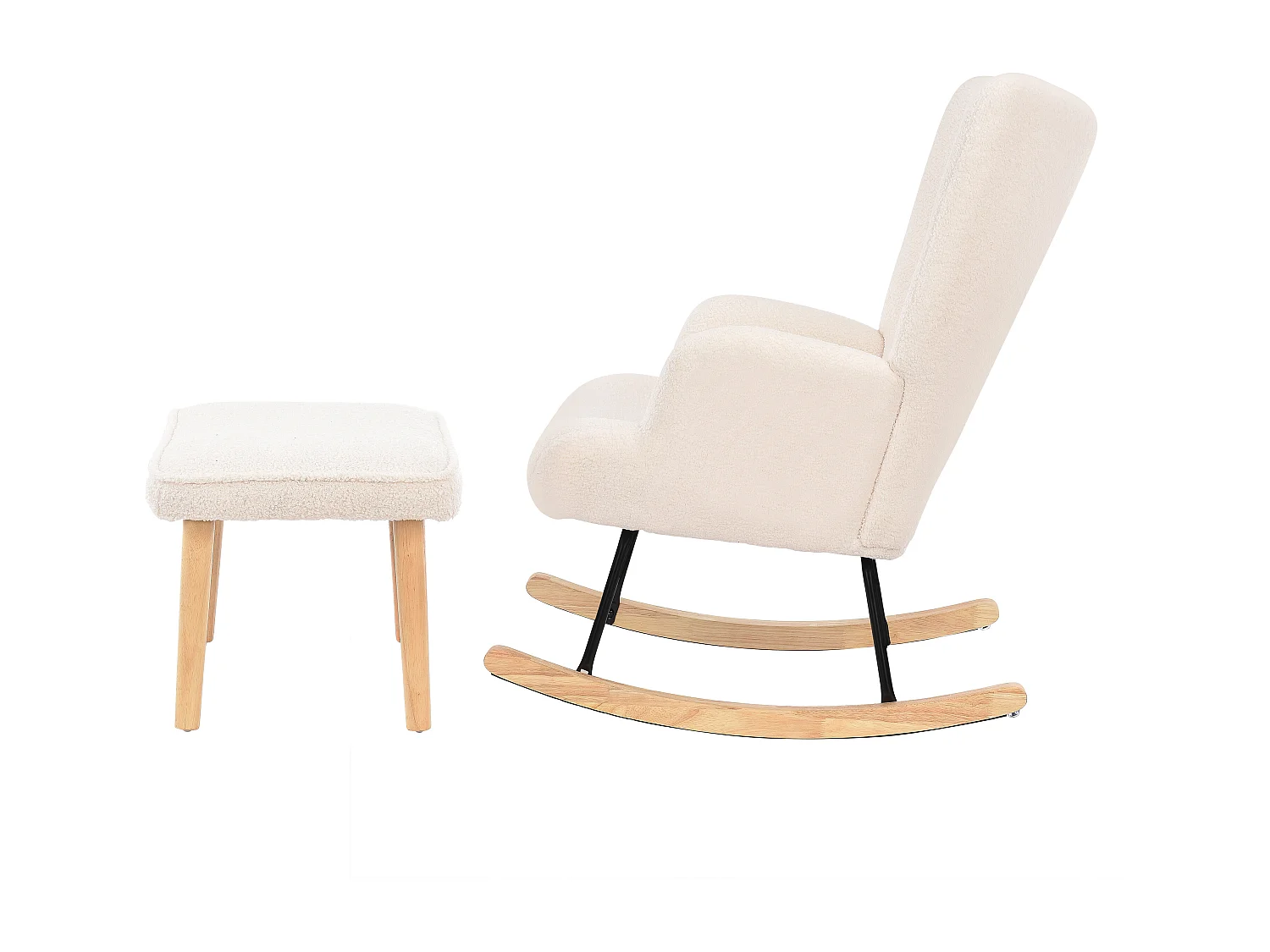 Fauteuil à bascule, fauteuil à bascule en peluche douce Teddy, chaise longue de salon avec appuie-tête et repose-pieds - supporte jusqu'à 150 kg