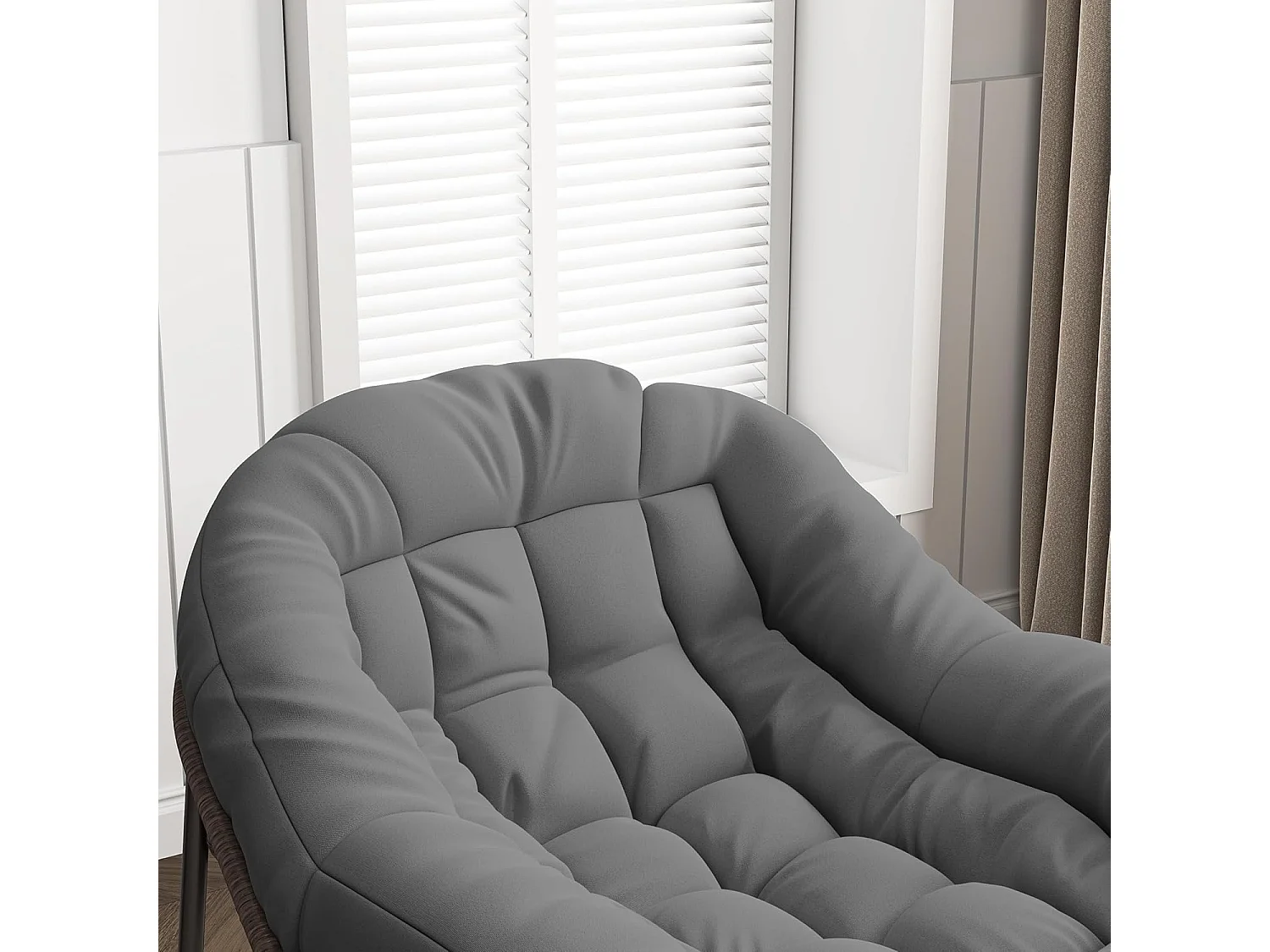 Fauteuil à Bascule - Chaise à Bascule Surdimensionnée en Forme d'œuf - avec Assise Capitonnée pour Un Confort Intérieur et Extérieur (Gris)