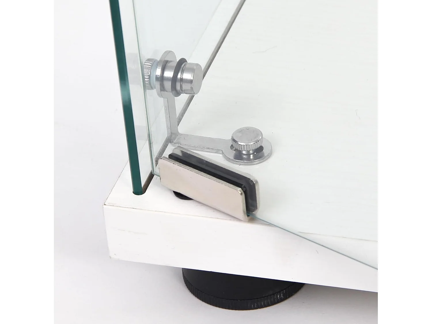 Vitrina de pie de cristal (46 x 36 x 125 cm), moderna, de 3 niveles, para objetos de colección, libros y vino, color blanco, 42 x 36 x 125 cm