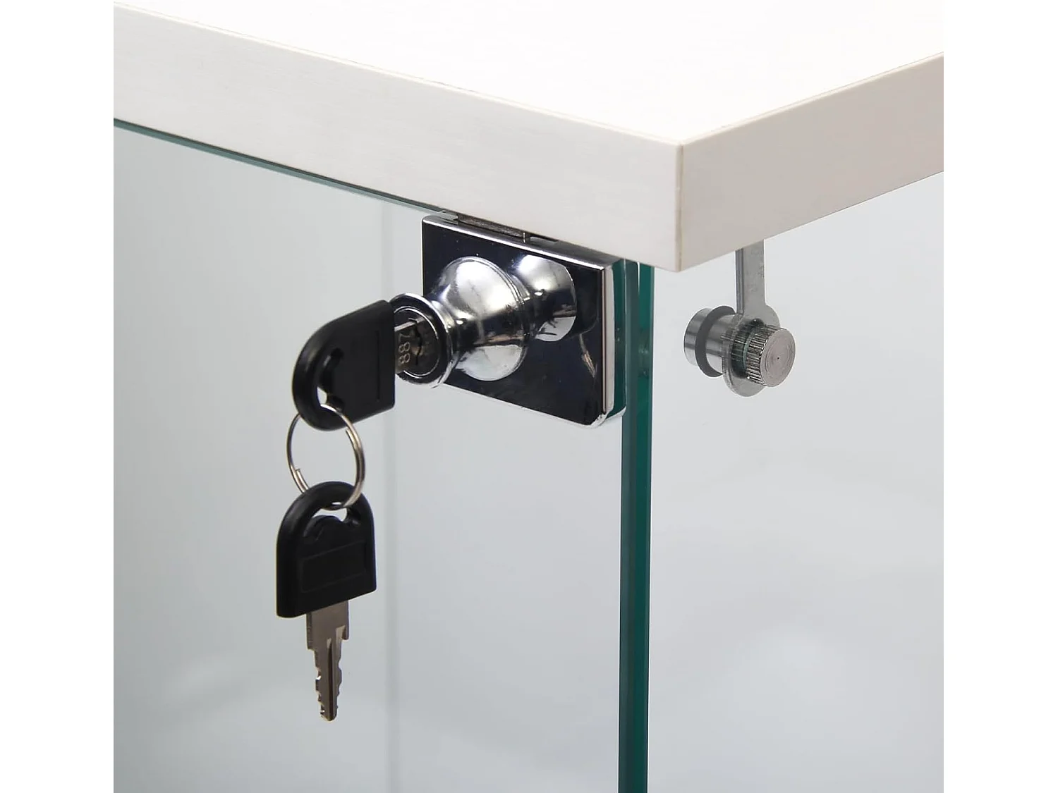 Vitrina de pie de cristal (46 x 36 x 125 cm), moderna, de 3 niveles, para objetos de colección, libros y vino, color blanco, 42 x 36 x 125 cm