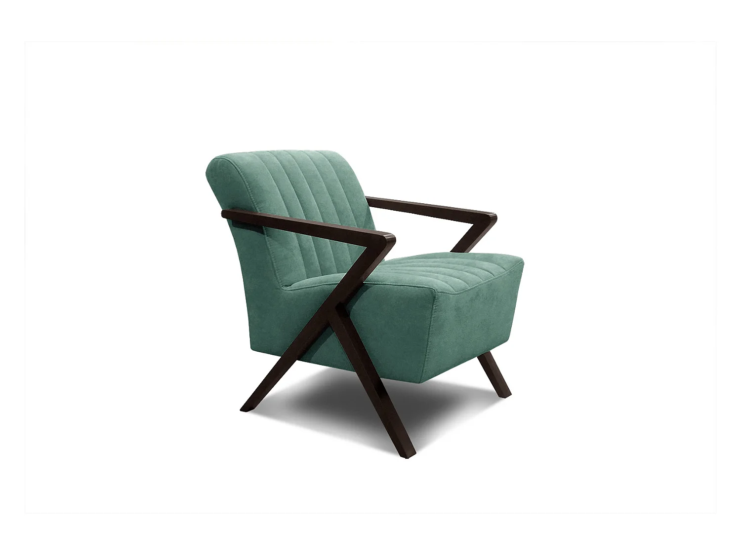 Fauteuil fixe Lebron, tissu vert émeraude