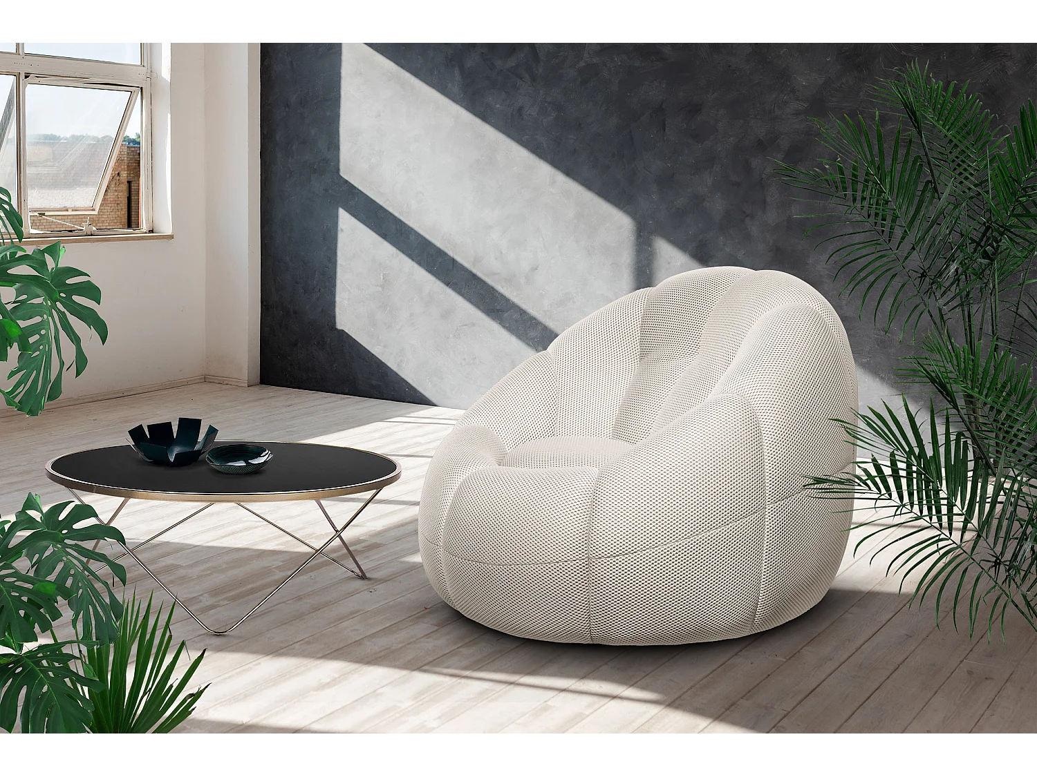 Fauteuil tissu écru - FIGO