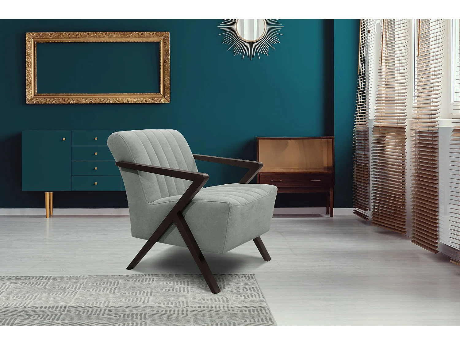 Fauteuil fixe Lebron, tissu gris pierre