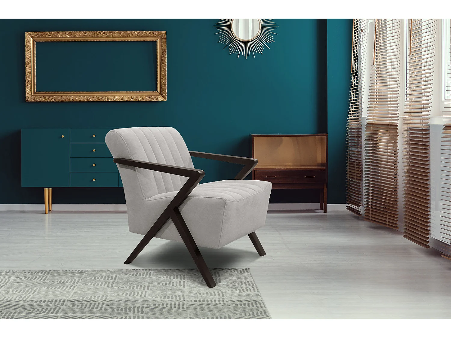 Fauteuil fixe Lebron, tissu beige