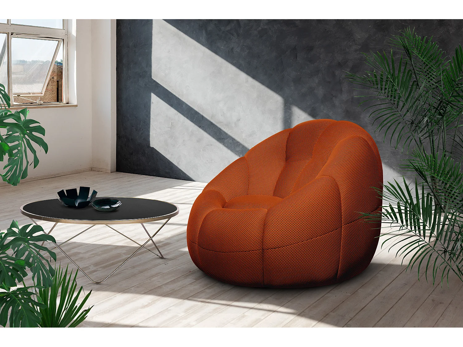Fauteuil tissu rouge brique - FIGO