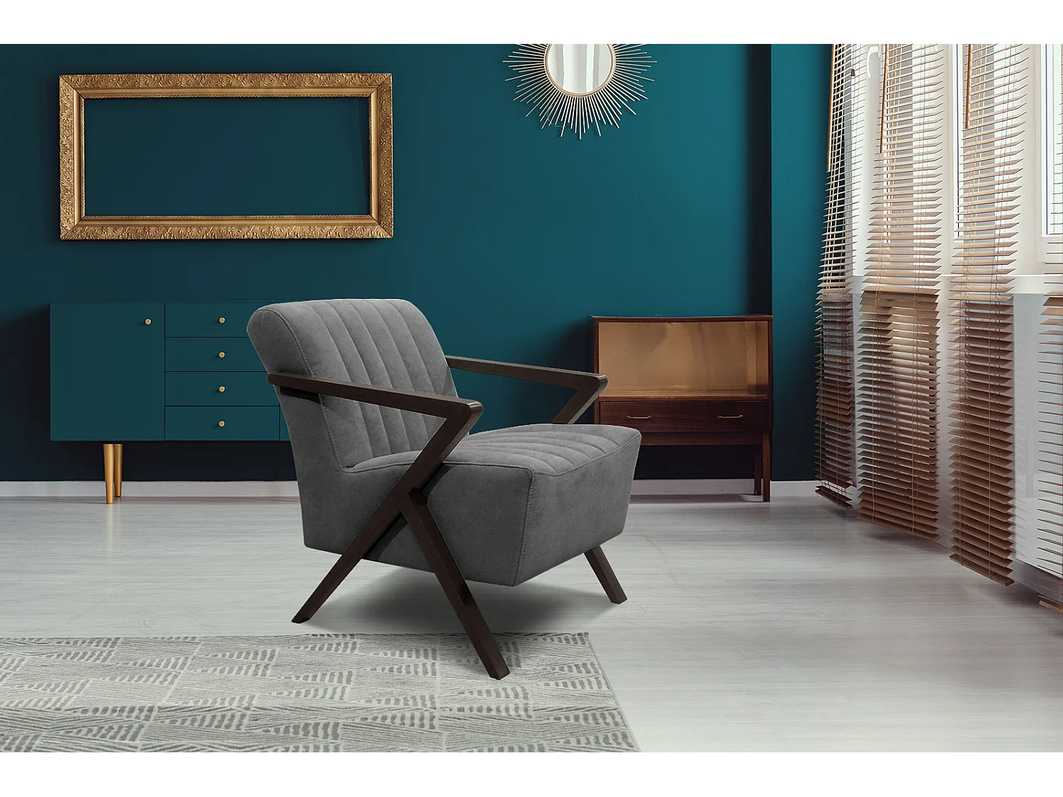 Fauteuil fixe Lebron, tissu gris