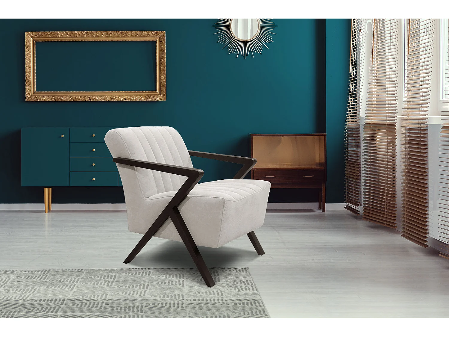 Fauteuil fixe Lebron, tissu écru