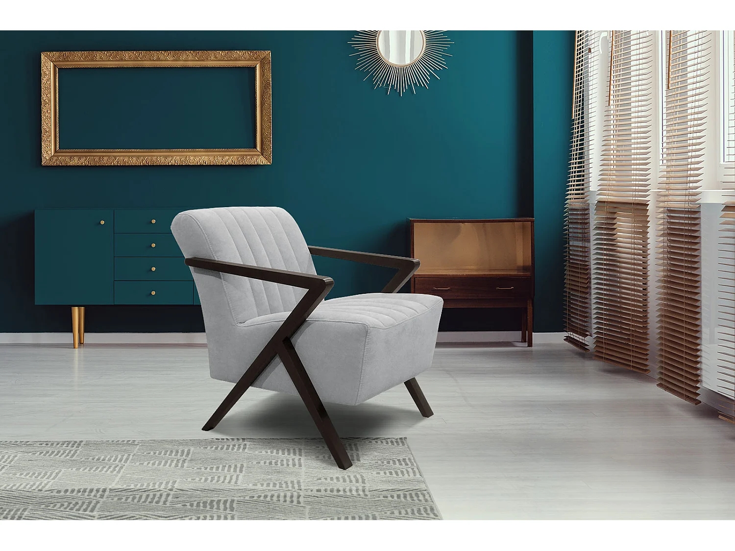 Fauteuil fixe Lebron, tissu gris clair