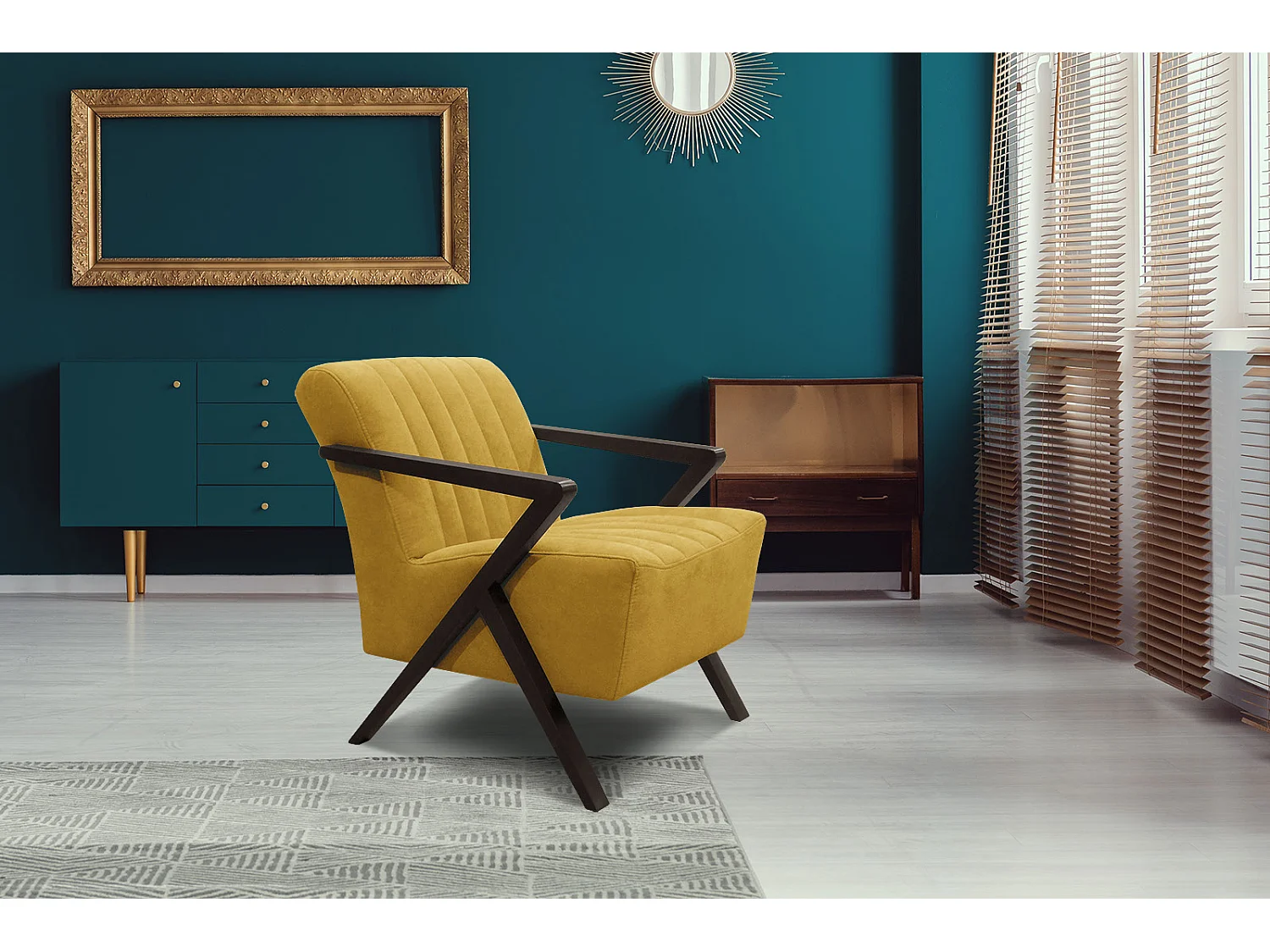 Fauteuil fixe Lebron, tissu jaune