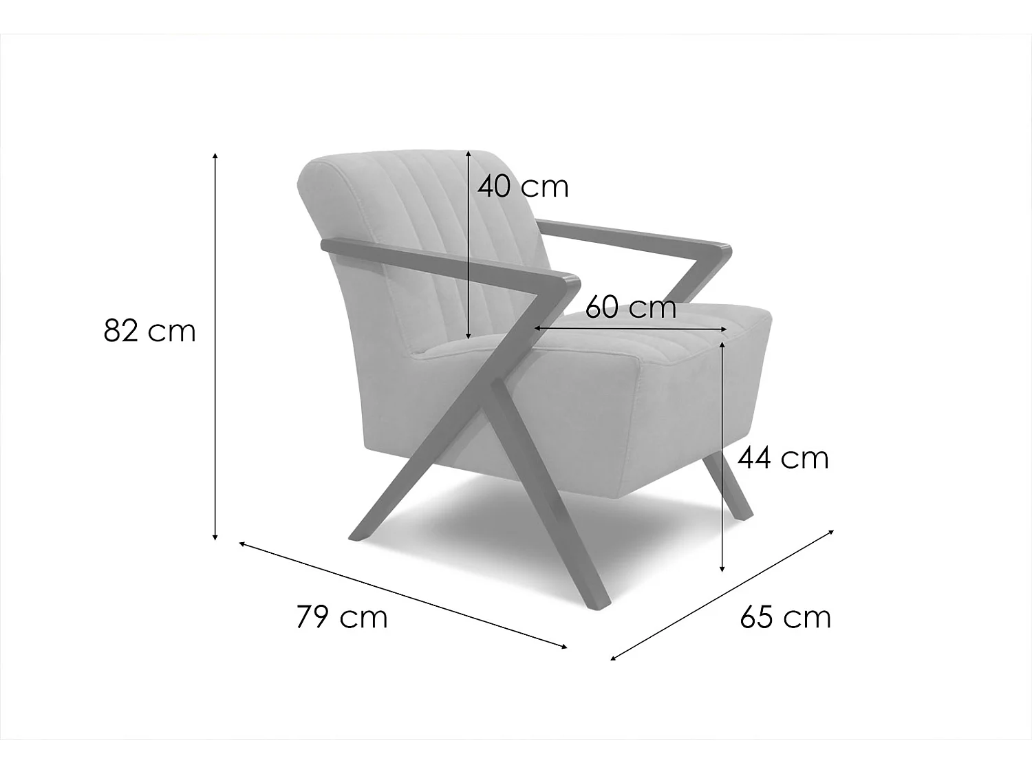 Fauteuil fixe Lebron, tissu marron