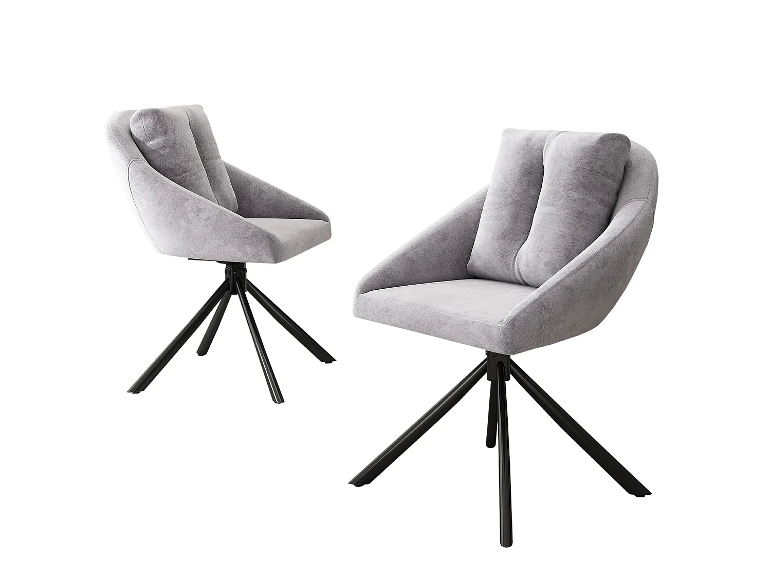Chaise de salle à manger，chaise en velours，chaise rembourrée，swivel chair,tissu de velours respirant,design ergonomique,2 pièces,gris