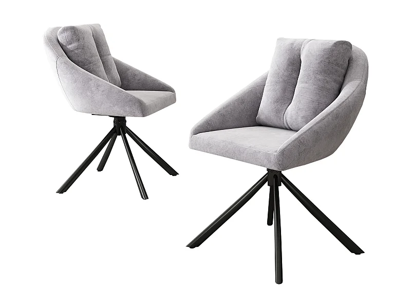 Chaise de salle à manger，chaise en velours，chaise rembourrée，swivel chair,tissu de velours respirant,design ergonomique,2 pièces,gris