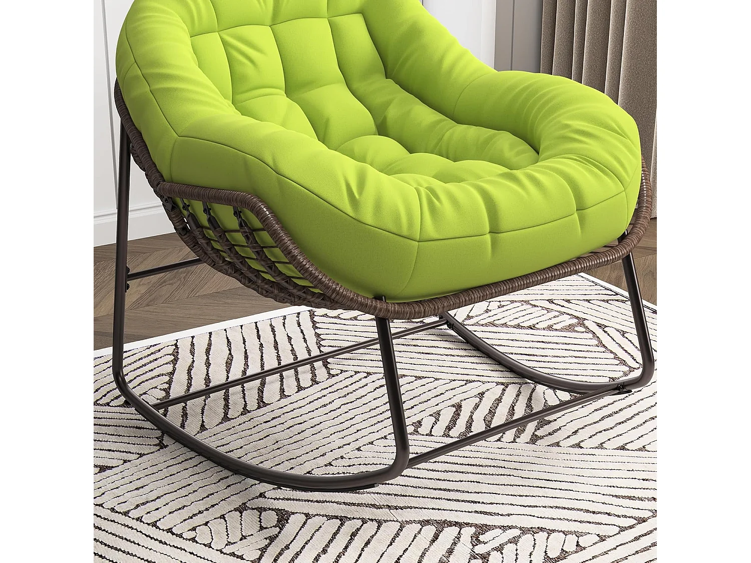 Schommelstoel - Extra grote eivormige schommelstoel - met gevoerde zitting voor comfort binnen en buiten (groen)