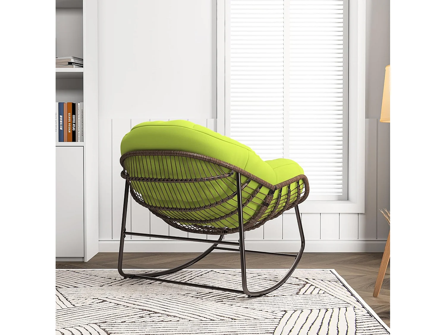 Schommelstoel - Extra grote eivormige schommelstoel - met gevoerde zitting voor comfort binnen en buiten (groen)