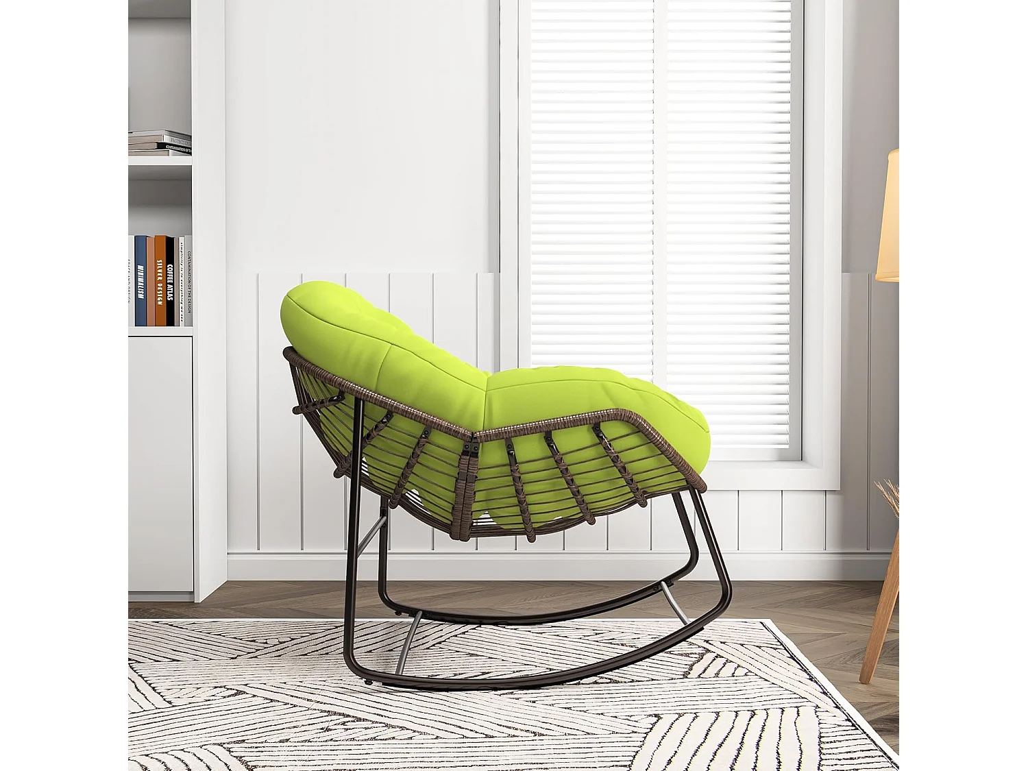 Schommelstoel - Extra grote eivormige schommelstoel - met gevoerde zitting voor comfort binnen en buiten (groen)