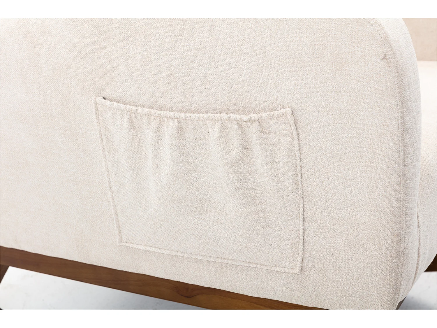 Sedia a dondolo morbida in stile moderno di metà secolo per cameretta e soggiorno - Sedia a dondolo imbottita con schienale alto (beige)