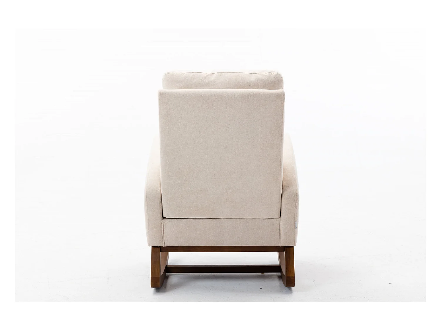 Fauteuil à bascule souple Mid-Century - Style moderne - Pour chambre d'enfant et salon - Dossier haut rembourré - Chaise à bascule coulissante accentuée (beige)