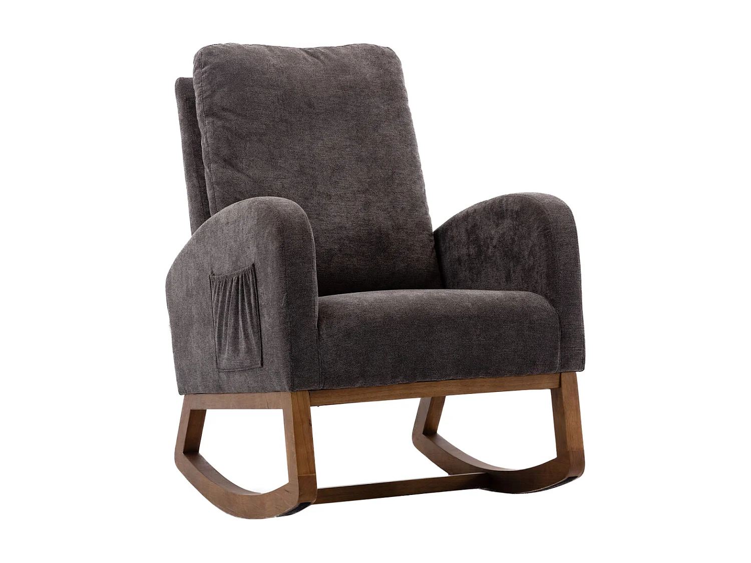 Zachte schommelstoel in Mid-Century Modern-stijl voor kinderkamers en woonkamers - Hoge rugleuning met gewatteerde accentglijders (koffie)