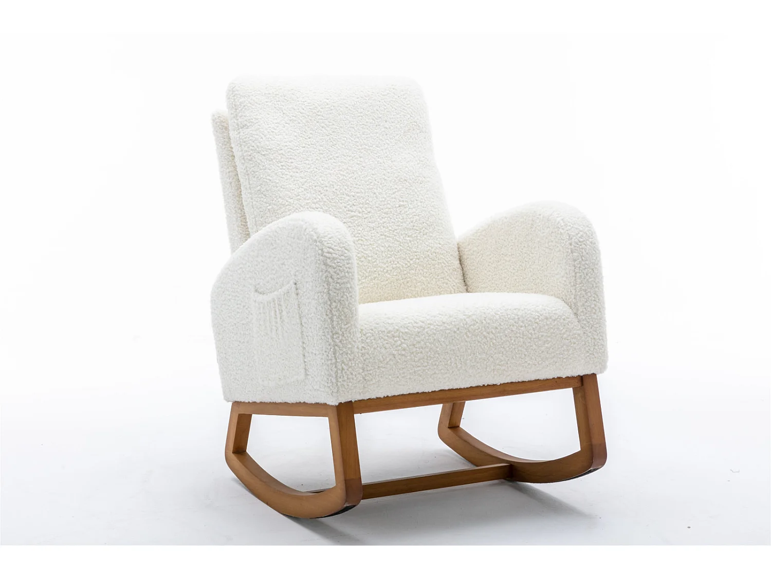 Mecedora moderna de mediados de siglo MUZHIXIANG, respaldo alto, acolchada, suave, con acentos de felpa blanca, ideal para habitación infantil o sala de estar