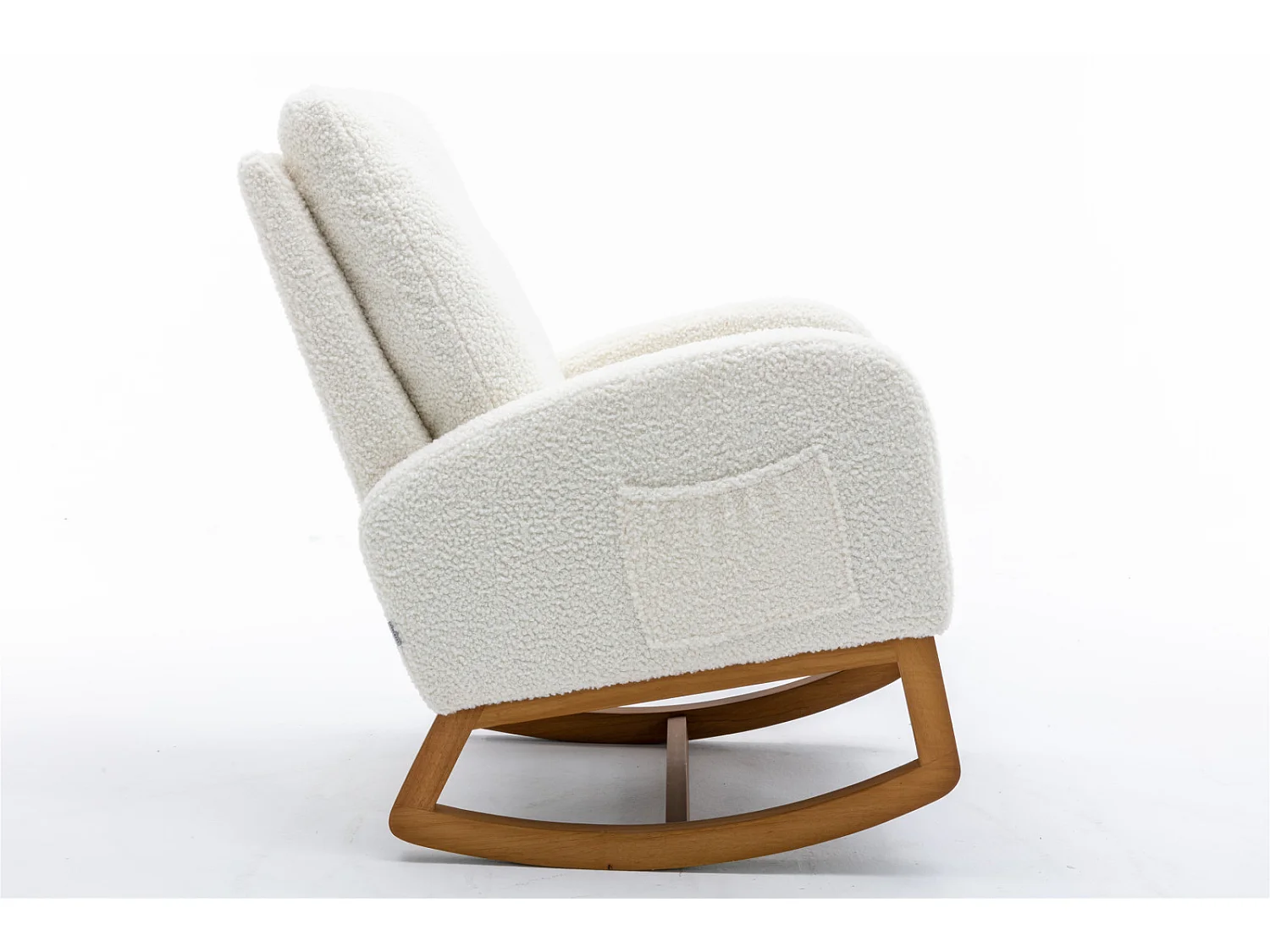 Mecedora moderna de mediados de siglo MUZHIXIANG, respaldo alto, acolchada, suave, con acentos de felpa blanca, ideal para habitación infantil o sala de estar