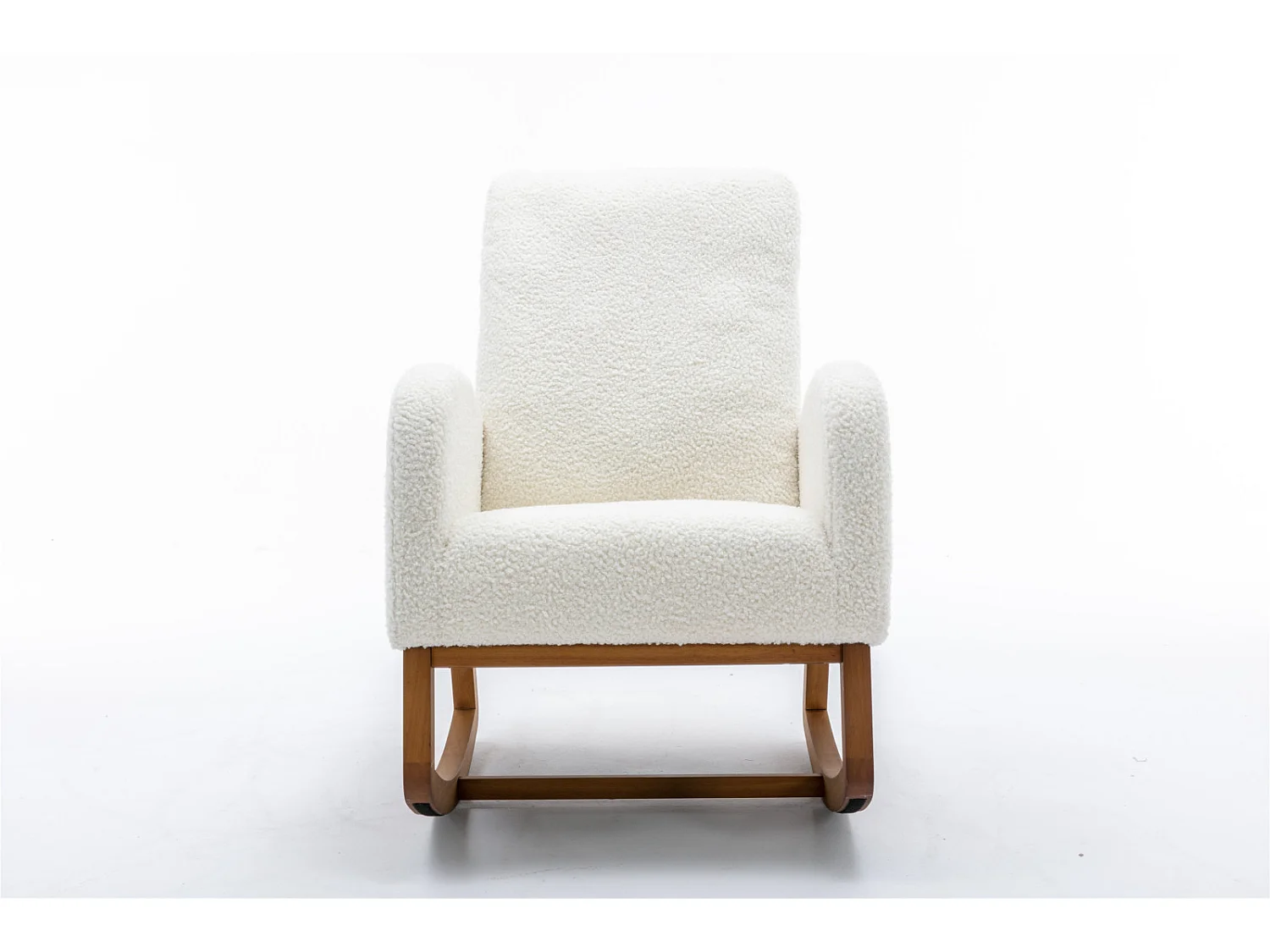 Mecedora moderna de mediados de siglo MUZHIXIANG, respaldo alto, acolchada, suave, con acentos de felpa blanca, ideal para habitación infantil o sala de estar