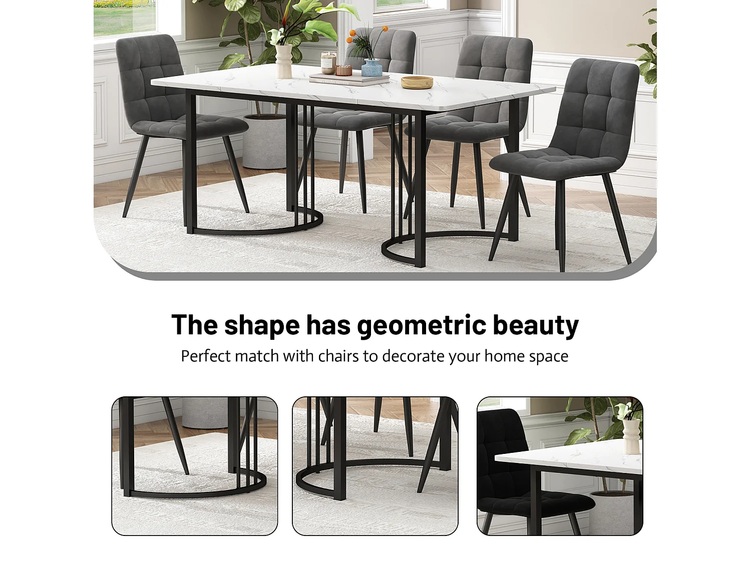 Mesa de comedor 140x80cm, Mesa rectangular, base de metal, para comedor salón, Color negro