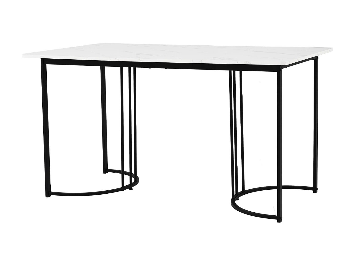 Mesa de comedor 140x80cm, Mesa rectangular, base de metal, para comedor salón, Color negro