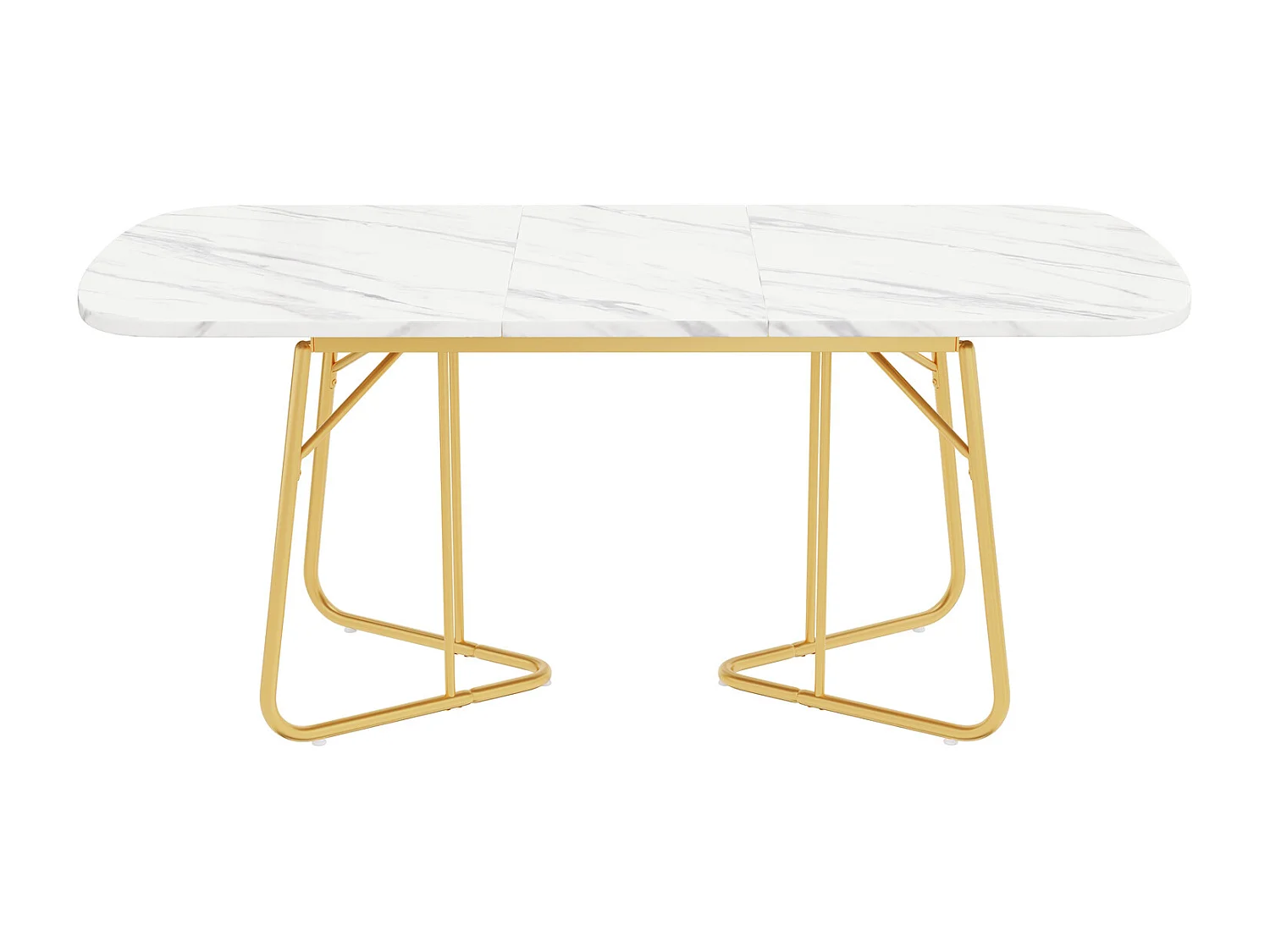 Table à manger avec structure en marbre, table à manger extensible 140/180*80 cm, pieds de table en métal doré, convient pour 4 à 6 personnes
