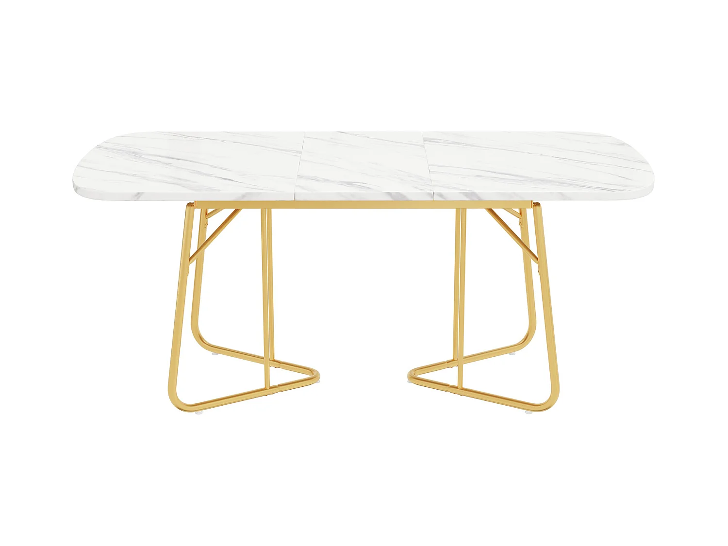 Table à manger avec structure en marbre, table à manger extensible 140/180*80 cm, pieds de table en métal doré, convient pour 4 à 6 personnes